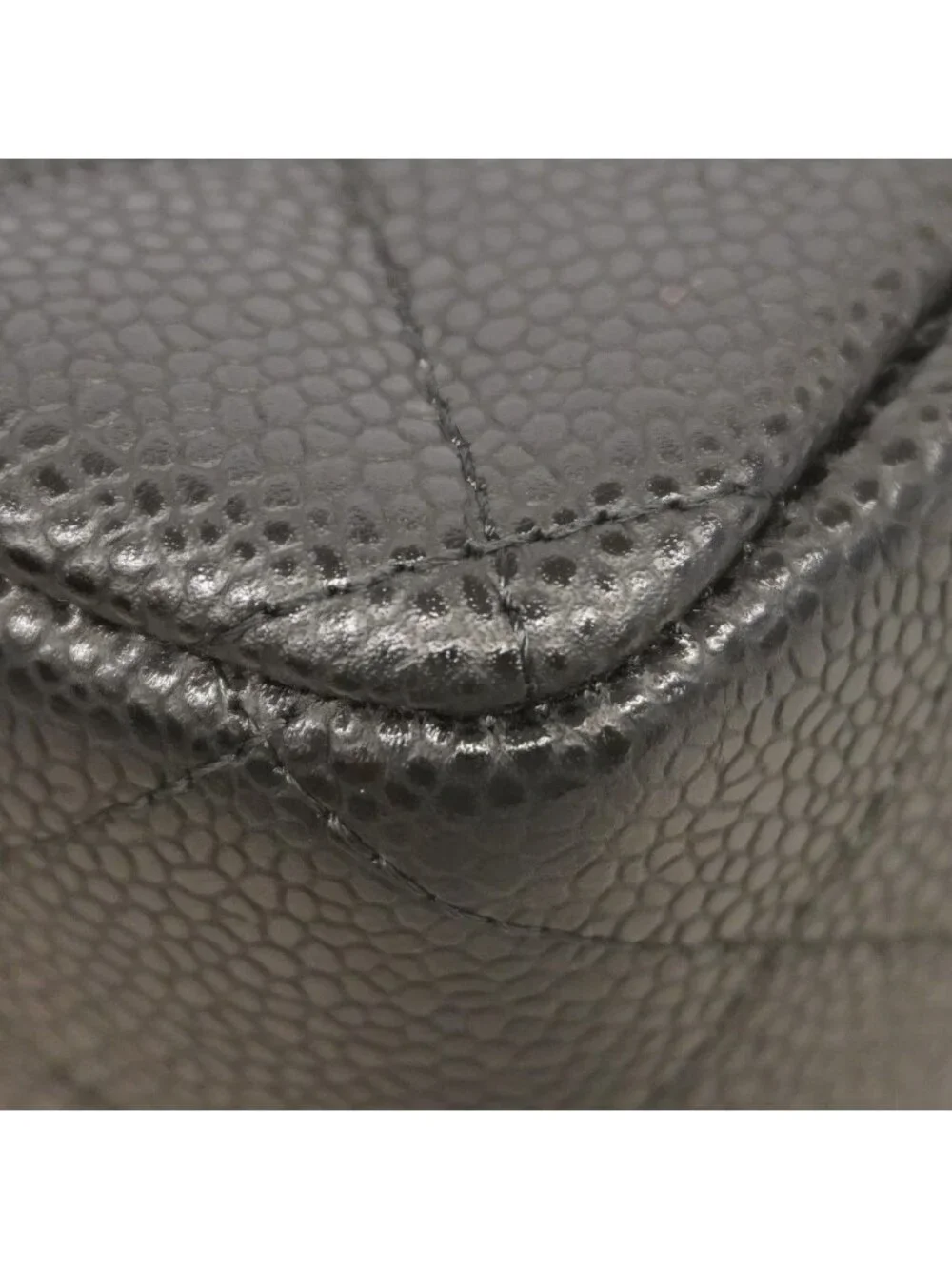 Chanel Shoulder Bag Maxi Quilted Caviar Leather Black Gold